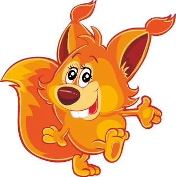 Cute red squirrel character, isolated object on white background, vector illu Stock Illustration