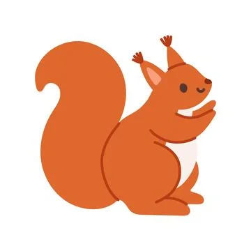 Cute red squirrel sitting vector illustration. Flat design woodland rodent Stock Illustration