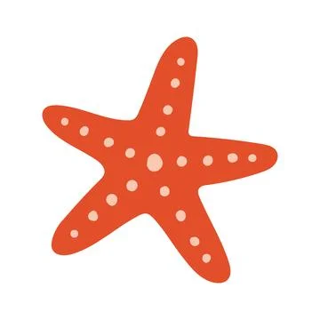 Cute red starfish vector illustration with pink dotted pattern. Flat ocean sea Illustrazione stock