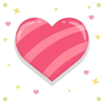 Cute red striped heart shape vector illustration Stock Illustration