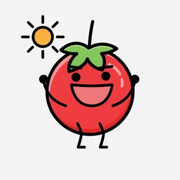Cute Red Tomato Mascot Vector Character in Flat Design Style Illustrazione stock
