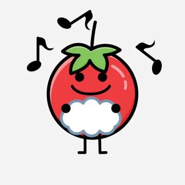 Cute Red Tomato Mascot Vector Character in Flat Design Style Stock Illustration