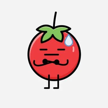 Cute Red Tomato Mascot Vector Character in Flat Design Style Illustrazione stock