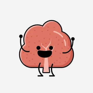 Cute Red Tree Mascot Vector Character in Flat Design Style Stock Illustration