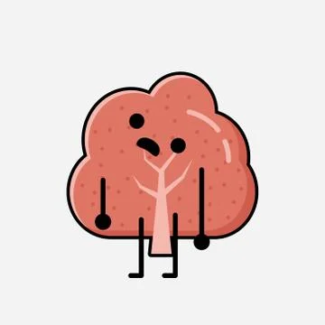 Cute Red Tree Mascot Vector Character in Flat Design Style Stock Illustration