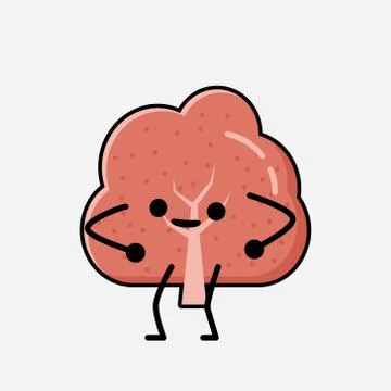 Cute Red Tree Mascot Vector Character in Flat Design Style Stock Illustration