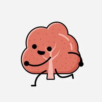 Cute Red Tree Mascot Vector Character in Flat Design Style Stock Illustration