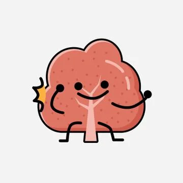 Cute Red Tree Mascot Vector Character in Flat Design Style Stock Illustration