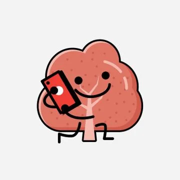 Cute Red Tree Mascot Vector Character in Flat Design Style Stock Illustration