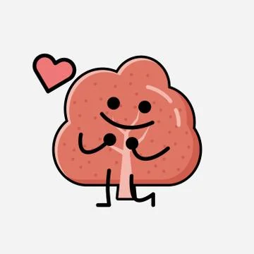 Cute Red Tree Mascot Vector Character in Flat Design Style Stock Illustration