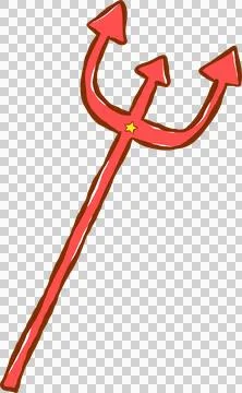 Cute Red Trident Hand Drawn Whimsical Illustration Stock Illustration