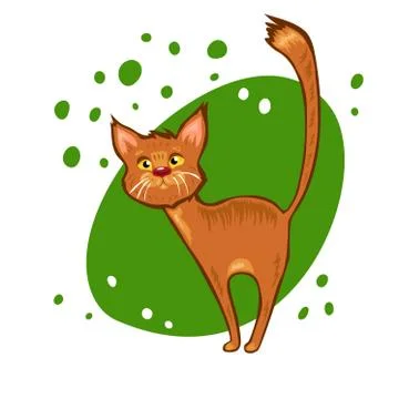 Cute red  vector cat Stock Illustration