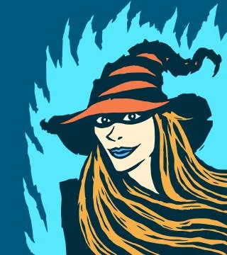 Cute redhead witch. Vector illustration. Stock Illustration