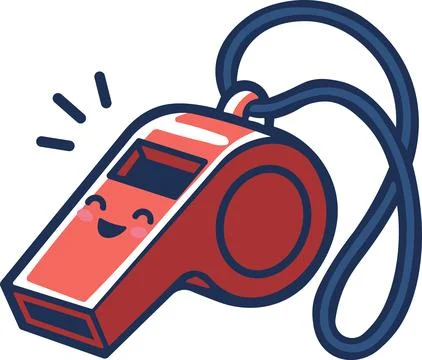 Cute referee whistle character line art icon Stock Illustration