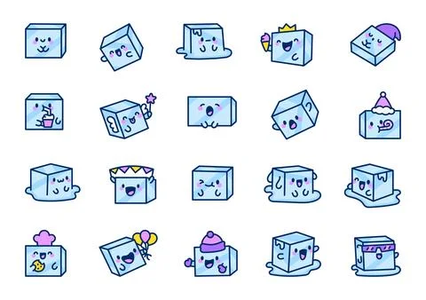 Cute refreshing ice cube. Stock Illustration