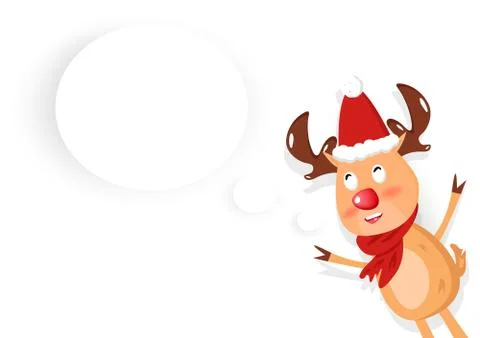 Cute reindeer with message thinking box, tag idea, creative, Merry Christmas Stock Illustration
