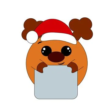 Cute Reindeer with poster without text in color for congratulation Stock Illustration