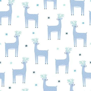 Cute reindeer seamless pattern. North Pole character background Stock Illustration