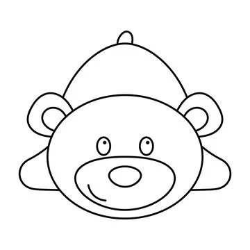 Cute Relaxing Bear Outline Vector Illustration Illustrazione stock