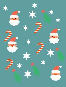 Cute Repeating Snowman and Candy Cane Christmas Pattern Stock Illustration