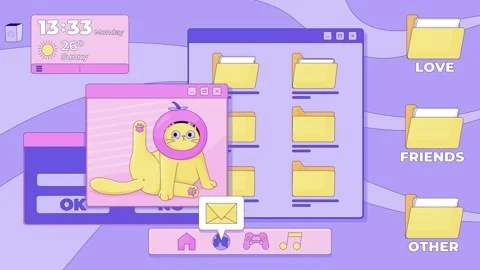 Cute retro desktop interface lofi animation Stock Footage 334776230
