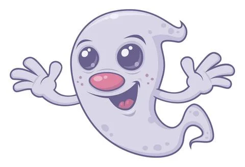 Cute Retro Ghost Vector cartoon illustration of a cute, retro-style grinni... Stock Photos