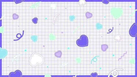 Cute Retro Pop Grid Background with Hearts Purple Stockillustratie