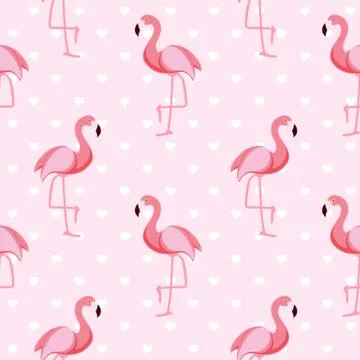 Cute Retro Seamless Flamingo Pattern Background Vector Illustration 스톡 일러스트