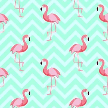 Cute Retro Seamless Flamingo Pattern Background Illustration Stock Illustration