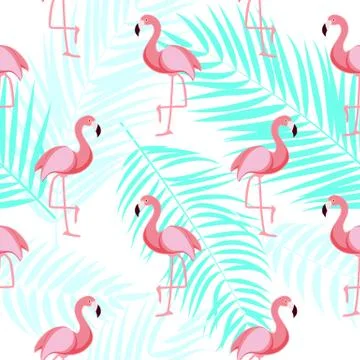 Cute Retro Seamless Flamingo Pattern Background Illustration 스톡 일러스트