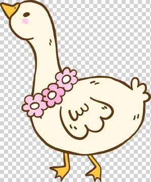 Cute Retro Spring Goose Doodle Hand Drawn Illustrazione stock