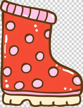 Cute Retro Spring Rain Boots Doodle Hand Drawn Illustrazione stock