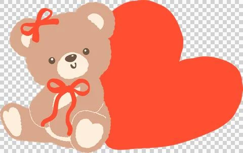 Cute Retro Teddy Bear with Red Heart Stock Illustration