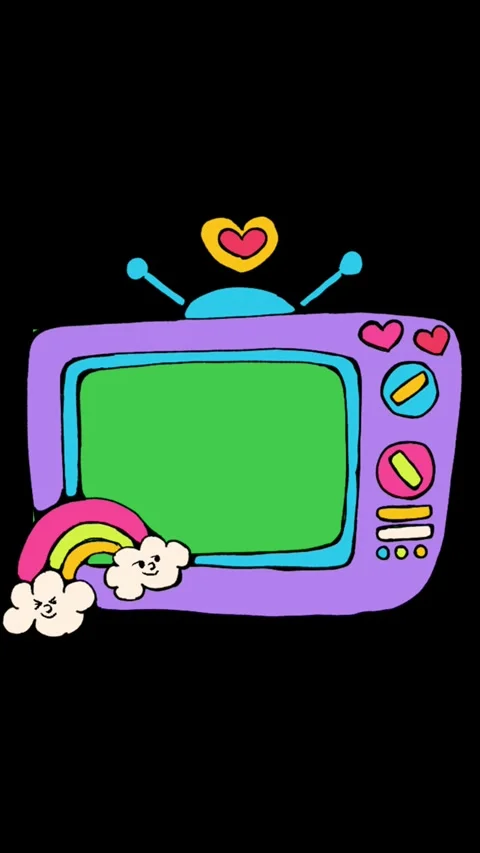Cute Retro Television Green Screen Black Vertical 库存影片 344764278