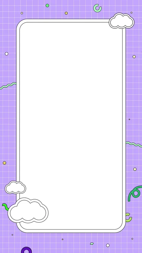 A cute, retro, vertical animated wallpaper decorated with small shapes (purple) Stock Footage 309862207