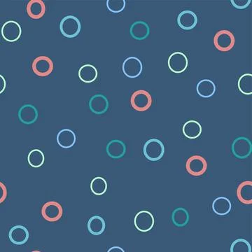 Cute ring shapes vector repeatable pattern in green, orange and blue Stock Illustration