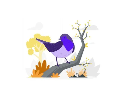 Cute robin sitting on a tree branch Illustrazione stock