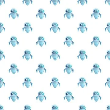 Cute robot artificial intelligence technology seamless pattern Illustrazione stock