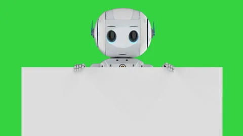 Cute robot with blank board Video stock 136207806