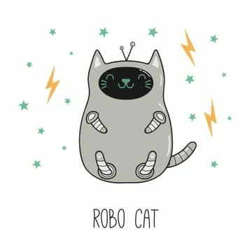 Cute robot cat Illustrazione stock