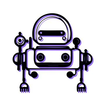 Cute robot character design. Concept of technology, innovation, and future. Stock Illustration