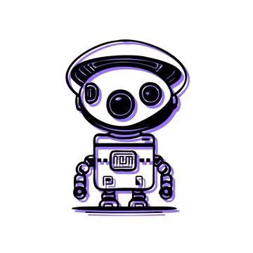 Cute robot character design. Concept of technology, innovation, and future. Stock Illustration