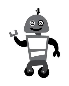 Cute robot character flat vector illustration Stock Illustration