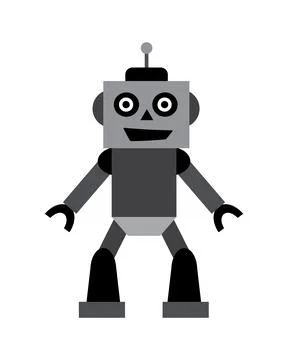 Cute robot character flat vector illustration isolated Stock Illustration