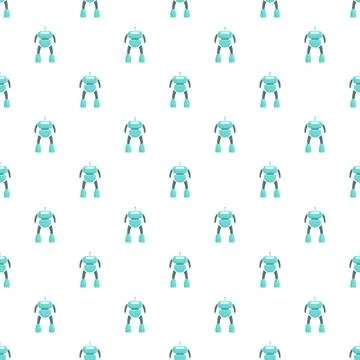 Cute robot character generating seamless pattern background Stock Illustration
