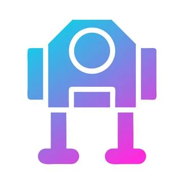 Cute Robot Character with Gradient Color Design Stock Illustration
