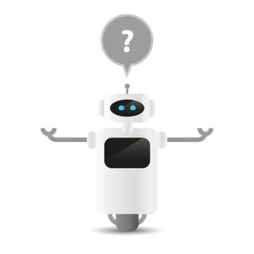 Cute robot character has a question Stock Illustration