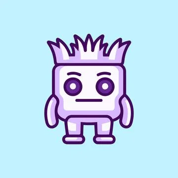 Cute robot character logo design Stock Illustration
