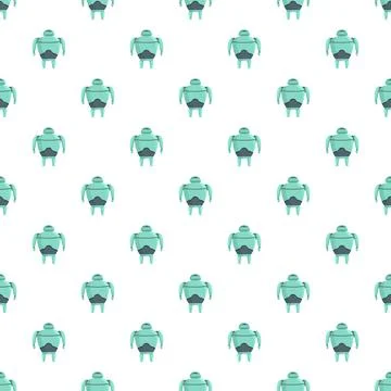 Cute robot character seamless pattern on white background Illustrazione stock