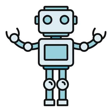 Cute robot character standing with open arms Stock Illustration
